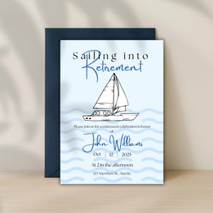 Nautical Retirement Party Invitation: Sailing Theme, Editable Template (Instant Download)