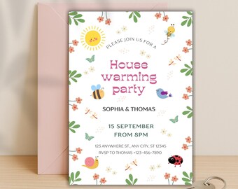 Floral Housewarming Party Invitation: Editable Spring Template (Digital Download)