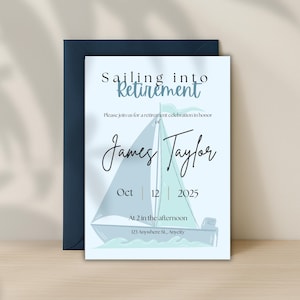 Nautical Retirement Party Invitation: Sailing Theme, Editable Template (Digital Download)