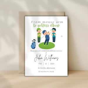 Funny Golf Retirement Party Invitation - Printable Editable Template for Men - Digital Download -  Canva Template