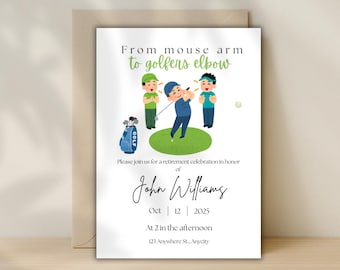 Funny Golf Retirement Party Invitation - Printable Editable Template for Men - Digital Download -  Canva Template