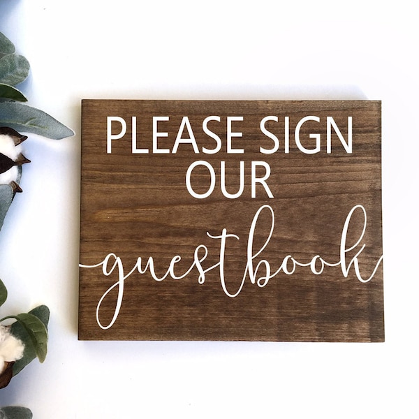 Please Sign Our Guestbook Sign, Wedding Sign, Rustic Wood Sign, Guestbook Wedding Sign, Wood Wedding Sign, Wood Ceremony Sign, ROT004