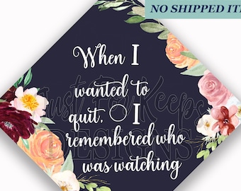 Floral Graduation Cap Topper: Navy, In Loving Memory (JPG, PDF)