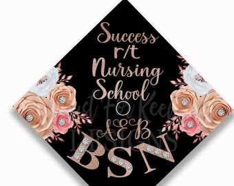 Printable Grad Cap Topper, Diy Graduation Cap, Success r/t Nursing School AEB BSN, RN Grad Cap Topper, Nursing Grad, Nurse Graduation