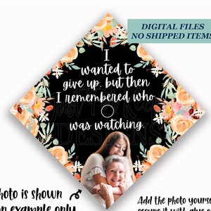 Printable Grad Cap Topper, DIY Graduation Cap Topper, Wanted To Give Up, I Remembered, Loving Memory, Orange Flowers, Grad Cap, JPG PDF