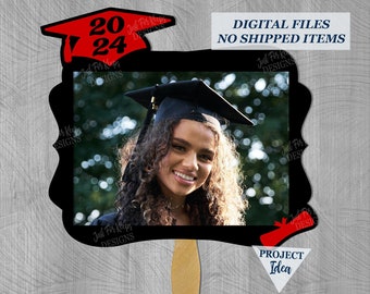 Red Graduation Centerpiece SVG, Graduation Fan SVG, DIY Graduation Photo Centerpiece, 2024 svg, Cut Files For Graduation, Graduation Decor