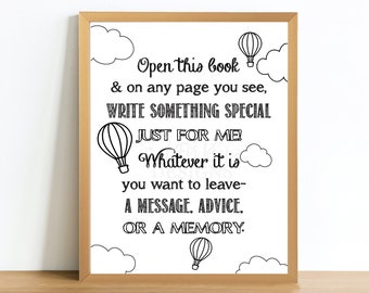 Grad Party Sign, Book Sign, DIY Printable 5x7, 8x10, PDF Instant Download, Guest Book Sign, Open This Book, Write Something Special