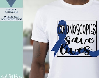 Colon Cancer Awareness PNG File: Blue Ribbon Design (Digital Download)
