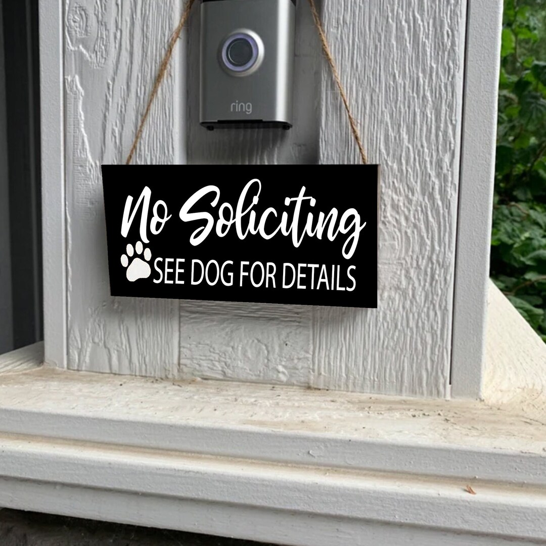 Designer Paws, No Soliciting No Trespassing Beware Of Dog Wall Or Door Sign - Black / Small (2" X 5
