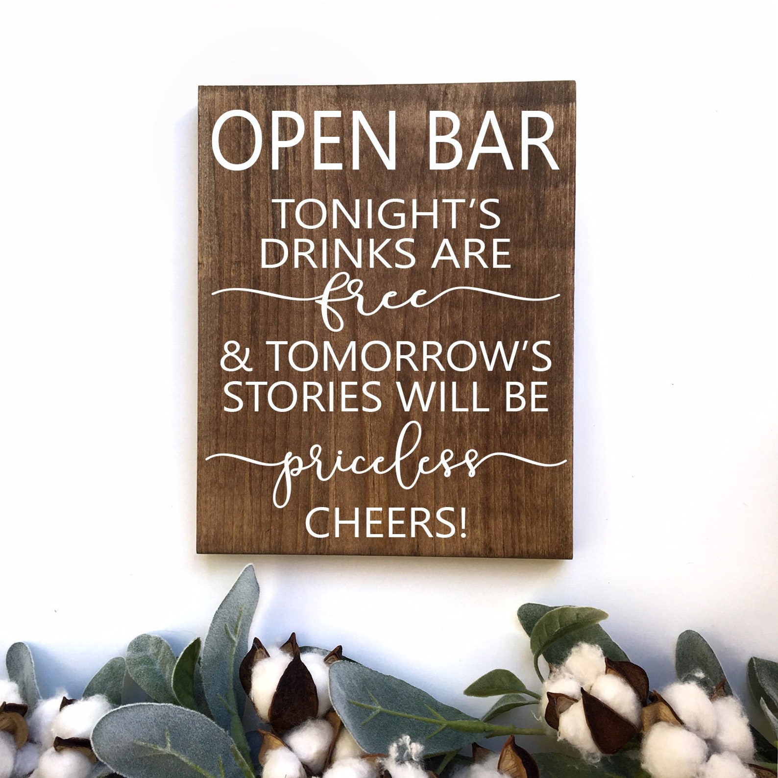 Open Bar Wedding Sign Open Bar Sign Funny Open Bar Sign Etsy