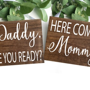 Here Comes Mommy Wood Wedding Signs - Set of 2 Ring Bearer Signs