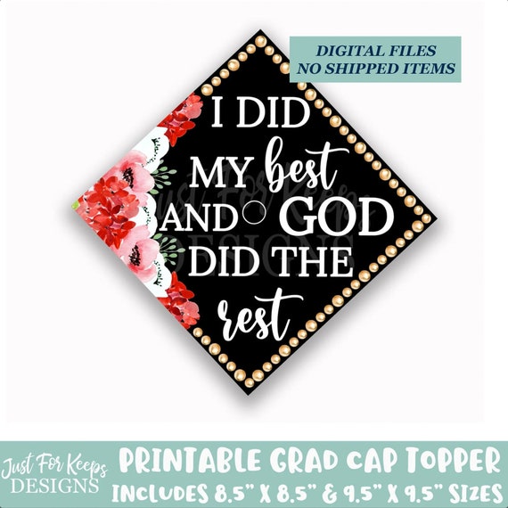 Christian Grad Cap Topper: Red Floral Design (Digital Download)
