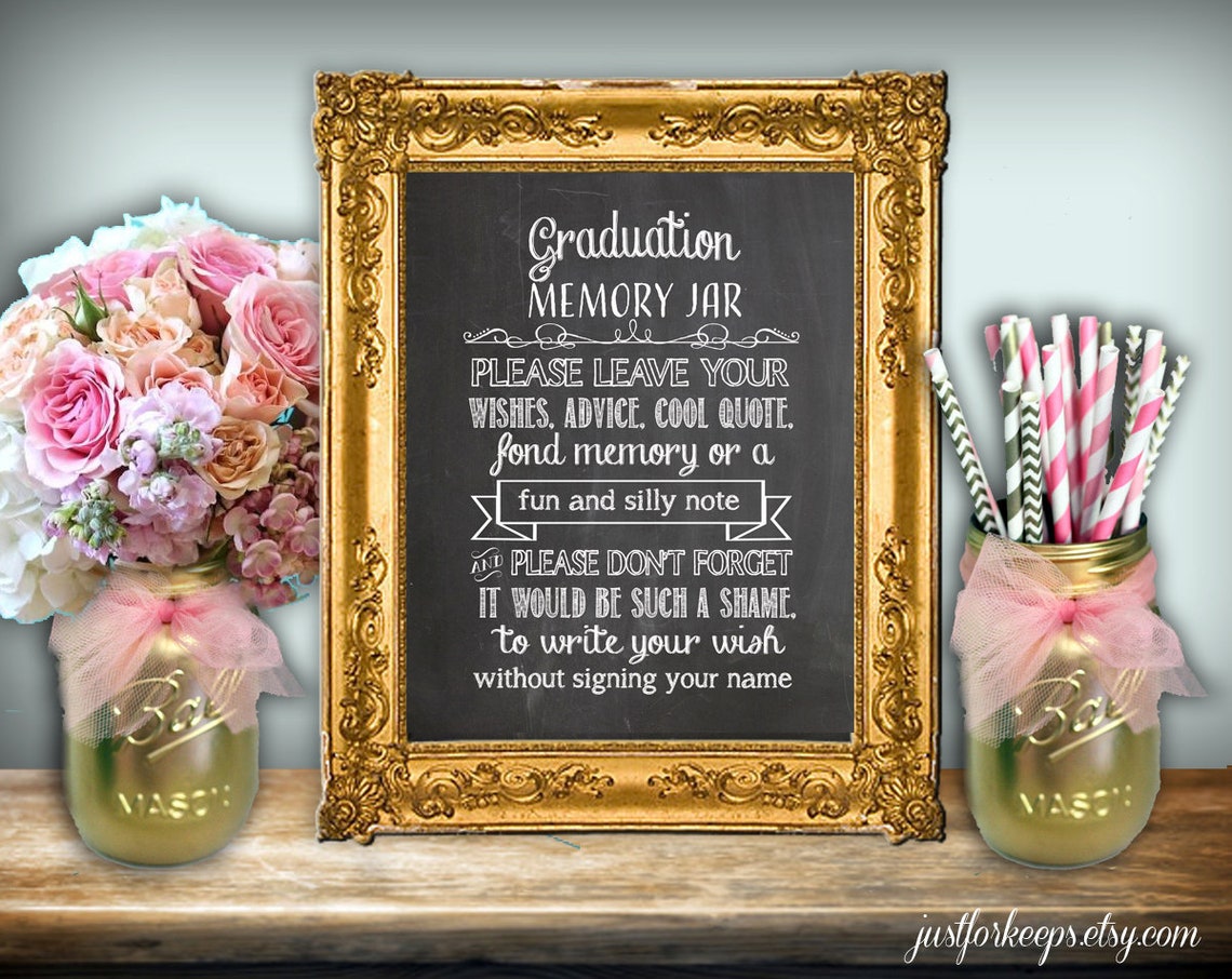 Graduation Memory Jar Printable 8x10 PDF DIY Sign Wishes Etsy