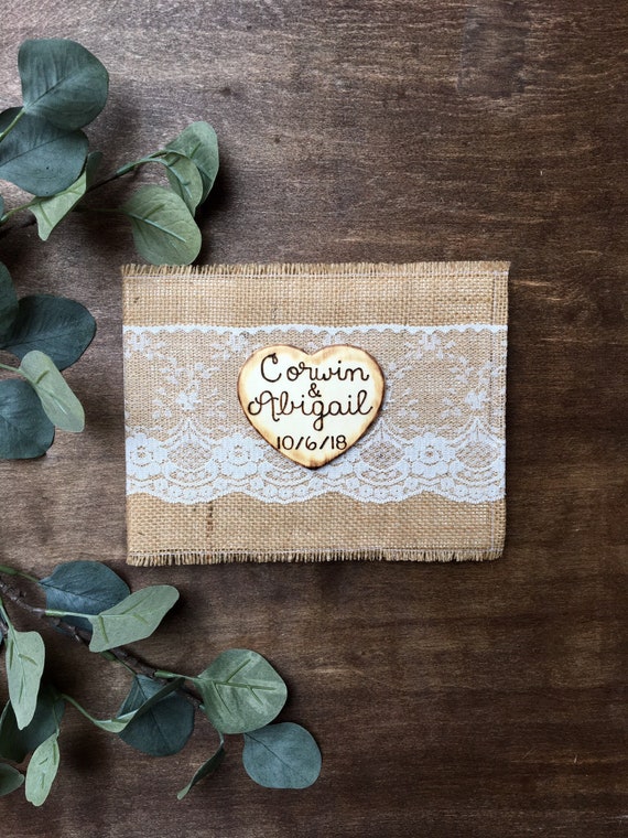Burlap Guest Book Ivory Lace Guestbook Rustic Guest Book