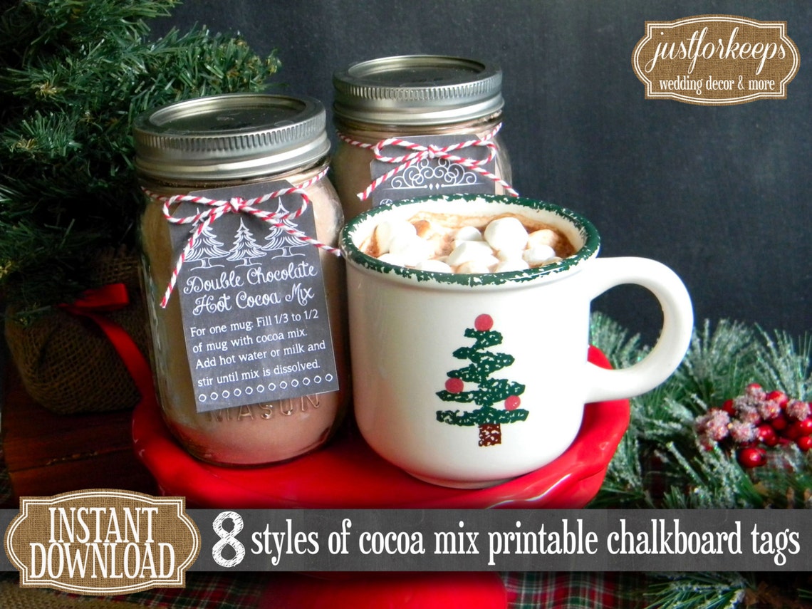 Printable Chalkboard Double Hot Chocolate Cocoa Mix Tags | Etsy