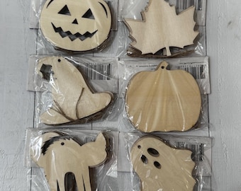 Halloween Wood Cutout Shapes: Ghost, Pumpkin, Fall Craft