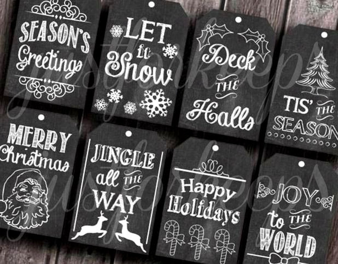 Printable Chalkboard Christmas Tags Instant Download DIY - Etsy