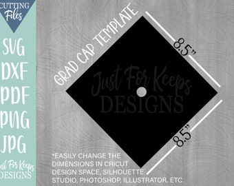 Afstuderen Cap SVG, Grad Cap sjabloon, DIY afstuderen Cap, snijden bestanden voor afstuderen, lege afstuderen Cap Topper, PDF, png, dxf, jpg
