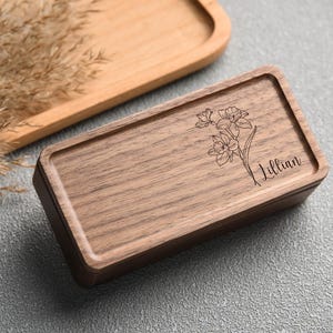 Organizador de joyas personalizado, joyero de madera, estuche de viaje para joyas, joyero de madera portátil para el día de la madre, regalo para mamá.