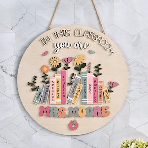 Back To School Gifts,Personalized Teacher Door Sign,Custom Teacher Door Hanger,Teacher Gifts,Classroom Decor,Teacher Name Sign,Welcome Sign