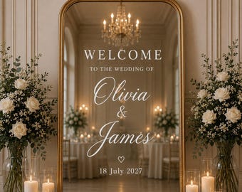 Personalised Wedding Welcome Decal, Custom Entrance Vinyl, Names & Date Sticker