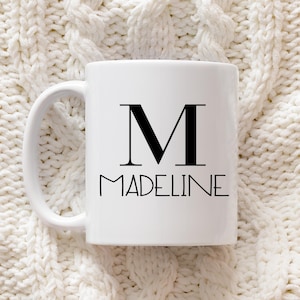 Taza personalizada con letra y nombre: personalizada con inicial y nombre, un regalo único para familiares y amigos, perfecta para cualquier ocasión.