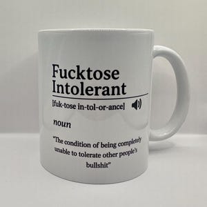 Fucktose Intolerant Mug | Sarcastic Definition, Rude Humor