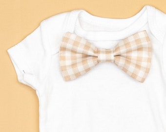 SAND CHECK Bow tie Bodysuit. Baby Ties. Baby Bowties. Baby Boy Dress Clothes. Wedding Outfit. Picture Outfit. Ring Bearer. Newborn