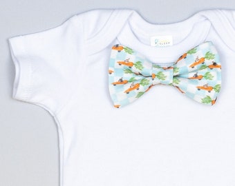 CARROT RACERS Bow tie Bodysuit. Easter Baby Ties. Baby Bowties. Baby Boy Dress Clothes. Newborn Boy Easter.