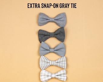 Extra GRAY grey baby tie. Cuddle Sleep Dream snap on tie, not a standalone bowtie or necktie. Newborn, baby, infant, toddler. Bow Tie