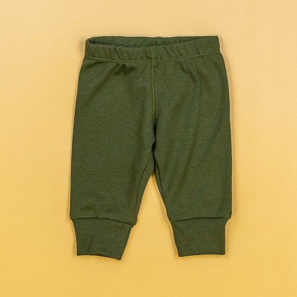 FOREST GREEN Baby Pants. Newborn Basics. Handmade Simple Classic. Infant. Baby Boy Pants. Baby Clothes. Baby Girl. NB 3m 6m 9m 12m 18m