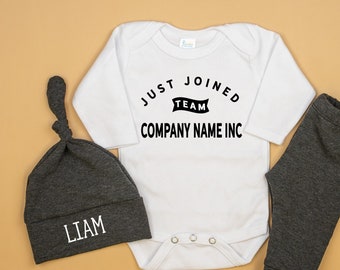 Coworker Baby Gift, Just Joined Team Outfit, Custom Company Name, Office Baby Shower, Personalized Coming Home Outfit, Newborn Boy or Girl