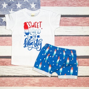 Boys 4th of July Outfit. Pop Shirt.  Toddler July 4th Baby Boys Outfit. Patriotic Boy Outfit.  Popsicle Shorts
