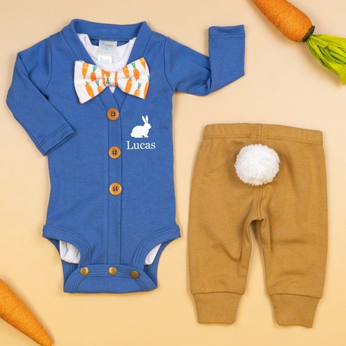 Personalized Baby Boy Easter Outfit. Light Blue Cardigan With Etsy