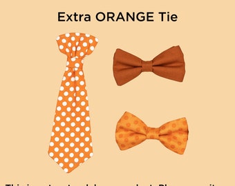 Extra ORANGE baby tie. Cuddle Sleep Dream snap on tie, not a standalone bowtie or necktie. Newborn, baby, infant, toddler boys. Bow Tie