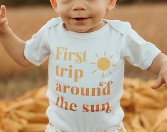 First trip around the Sun First Birthday Outfit Boy. Sunshine First Birthday Outfit.  Sun Birthday. Cake Smash. Sun Themed Birthday