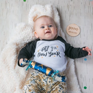 Baby New Year Outfit.  Baby Boy or Baby Girl. Black Gold 2023. New Years Clothes. Newborn Infant, 1st New Years, First New Year