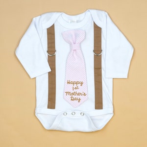 1st Mother's Day Outfit Baby Boy Shirt, First Mother's Day, Mommy's Little Man, Little Man Outfit, Tie Suspenders, Newborn Outfit, Gift First