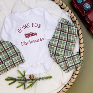 Baby Boy Coming Home Outfit Christmas. Newborn Christmas Outfit. Hospital Outfit. Christmas Truck. Tree Farm. Take home outfit for christmas