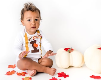 Thanksgiving 1st Birthday Outfit Boy. Baby Boy Cake Smash Fall Thanksgiving Theme. Birthday Number shirt for Thanksgiving First Birthday Boy