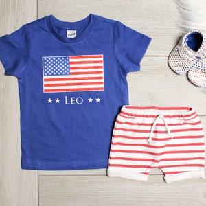Personalized Patriotic Boy Outfit. American Flag Shirt. 4th of - Etsy