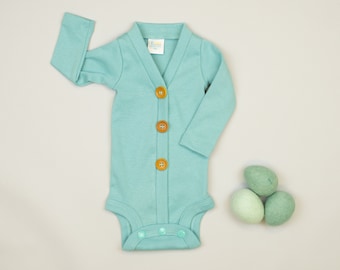 ROBINS EGG Cardigan. Infant Boy or Girl Dapper . Boho Baby Boy Clothes. Cuddle Sleep Dream Cardigan Bodysuit. Newborn Boy.