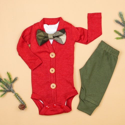 Baby Boy Christmas Outfit. Buffalo Plaid Cardigan Set With Etsy