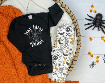 Baby Boy Halloween Outfit, Itsy Bitsy Spider, Halloween Leggings Pants, Newborn boy Halloween, Pants, Mommy and Me Matching