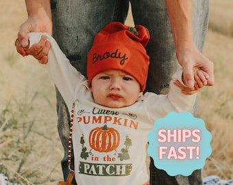 Fall Boy Cutest Pumpkin Patch Outfit. Fall Clothes. 1st Thanksgiving. Baby Boy. Pumpkin Hat. Name Personalized. Coming Home Outfit Fall.