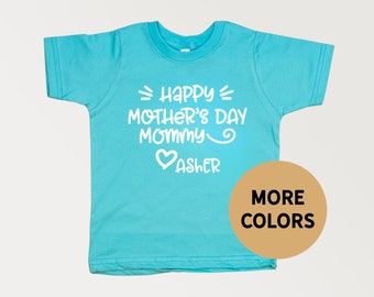 Happy Mother's Day Shirt. Muttertagsgeschenk vom Sohn. Baby Jungen Muttertags Outfit. Mama & Ich. Personalisierter Name. Kleinkind-Jungen-Shirt.