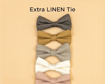 Extra NEUTRAL LINEN baby tie. Cuddle Sleep Dream snap on tie, not a standalone bowtie or necktie. Newborn, baby, infant, toddler boys. Bow