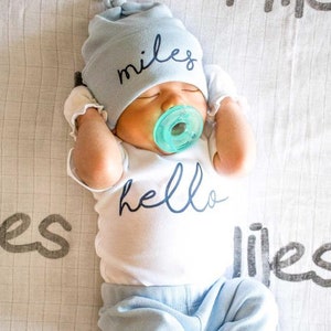 Newborn boy coming home outfit. Baby Boy coming home outfit. Go Home Outfit Baby boy. take home outfit newborn boy outfit. Hello Light Blue