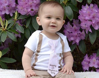 1st Mother's Day Outfit Baby Boy Shirt, First Mother's Day, Mommy's Little Man, Little Man Outfit, Tie Suspenders, Newborn Outfit,  Gift