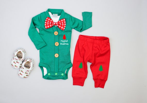 baby boy christmas outfit bow tie